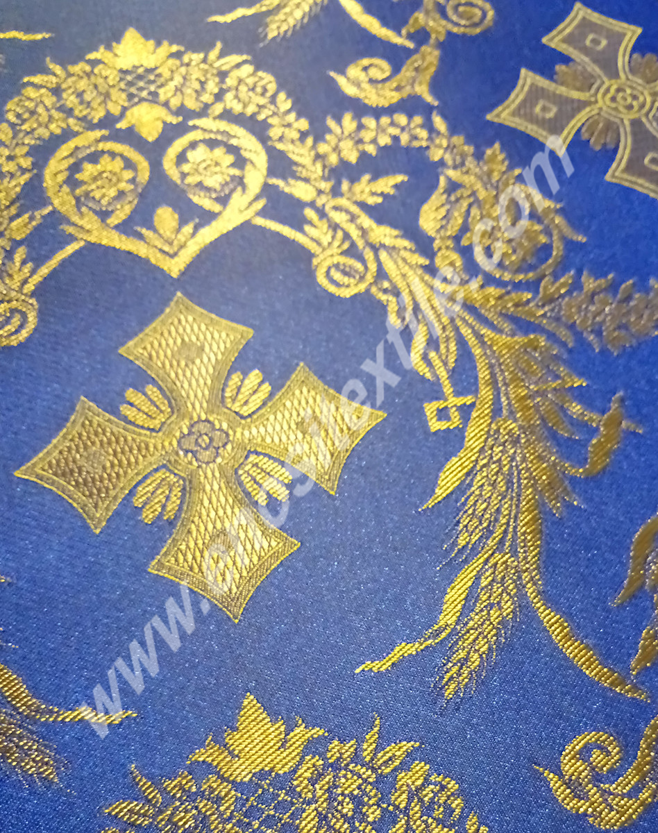 KL-045 Gold-Blue Brocade Fabrics